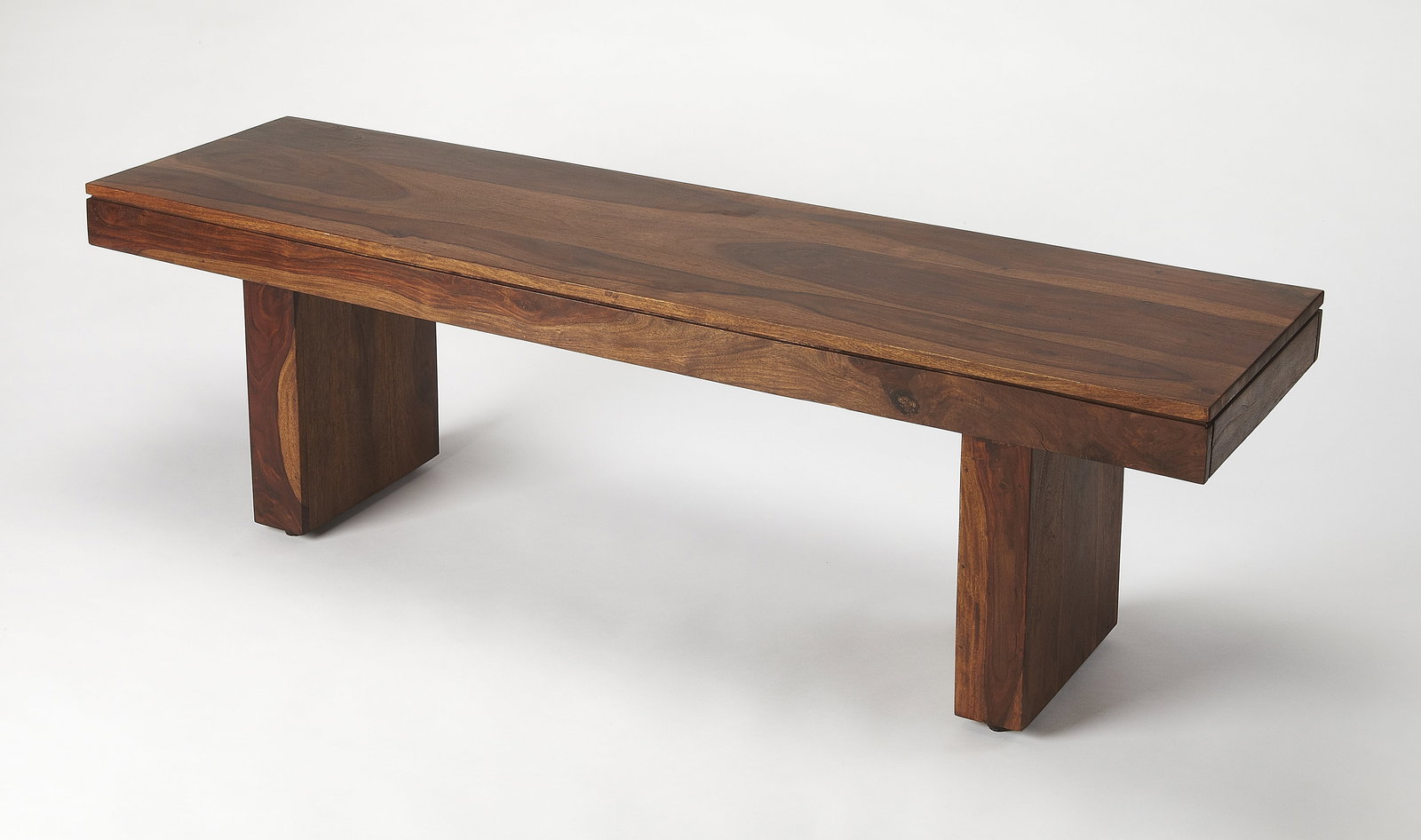 Butler Hewett Sheesham Wood Bench Mid-Century Modern Dark Brown: Butler Hewett Sheesham Wood Bench Mid-Century Modern Dark Brown Introducing a stunning Sheesham Wood Bench that combines modern appeal with functional design. This hand-crafted piece features a striki