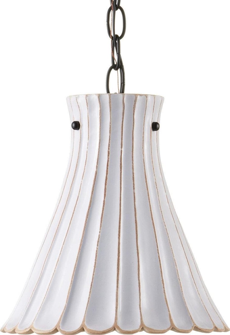 Currey Jazz Pendant Light in White Terracotta with Satin Black Finish: Currey Jazz Pendant Light in White Terracotta with Satin Black Finish Illuminate your space with the handcrafted Jazz Pendant, a stunning addition to your lighting collection. This pendant features a 