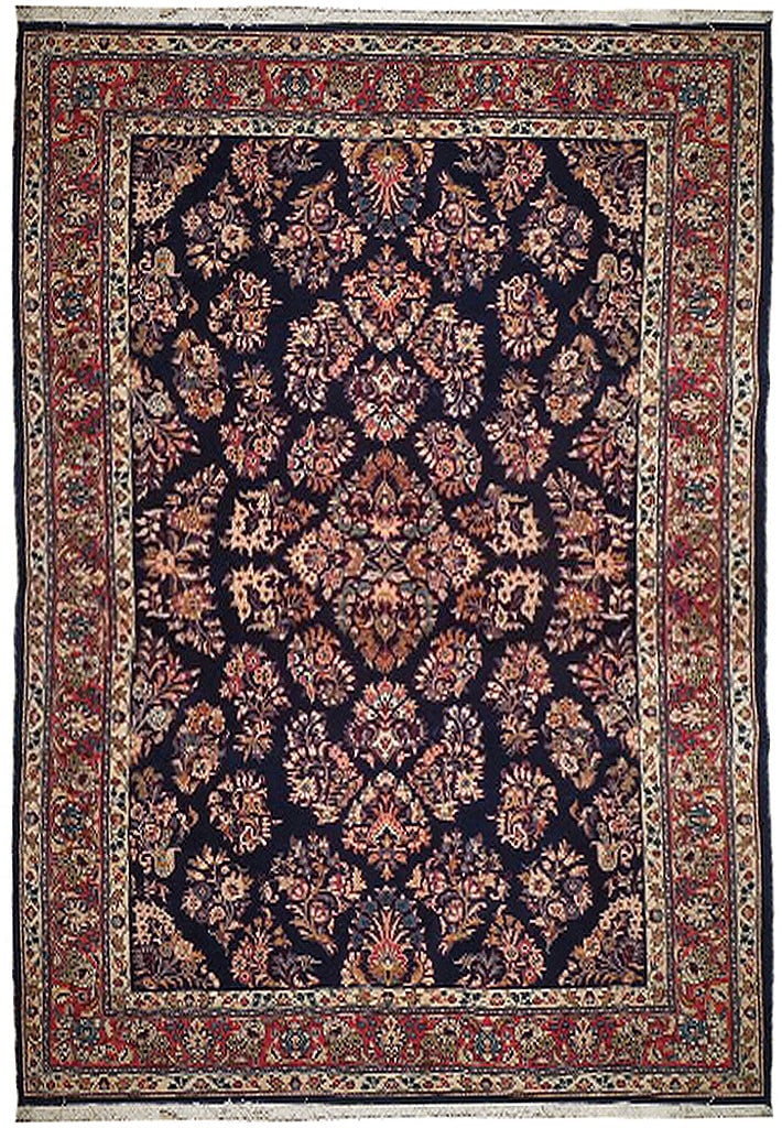 7.3 x 9.8 Black Persian Sarouk Rug Handwoven Premium Wool (1 of 6)