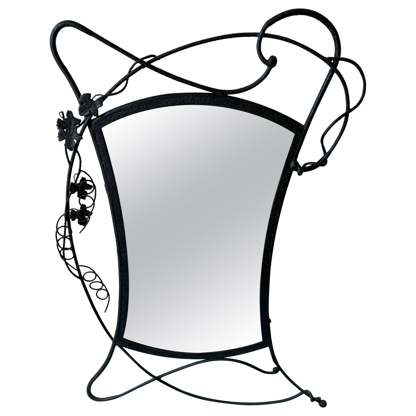 Postmodern Forged Iron Mirror Inspired by Albert Paley 1980s: Postmodern Forged Iron Mirror Inspired by Albert Paley 1980s This striking postmodern forged iron mirror, inspired by the work of Albert Paley, showcases exceptional craftsmanship and design. Crafted 