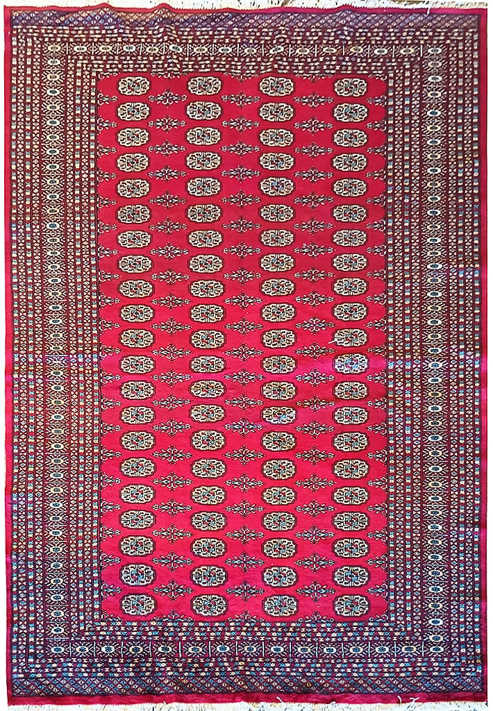 Handmade 6.5' x 10' Classic Bokara Area Rug from Pakistan: Handmade 6.5' x 10' Classic Bokara Area Rug from Pakistan Free continental US Shipping Discover the timeless beauty of this Classic Bokara Rug, meticulously handmade in Pakistan using fine soft wool. 