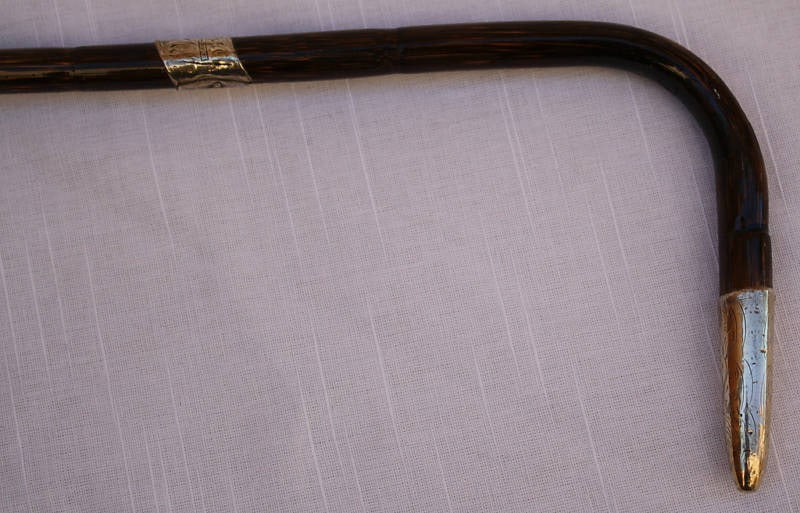 19th Century English Sterling Silver Bamboo Walking Cane by BM & C: 19th Century English Sterling Silver Bamboo Walking Cane by BM & C Discover this exquisite 19th-century English sterling silver bamboo walking cane, crafted with exceptional artistry by the renowned m