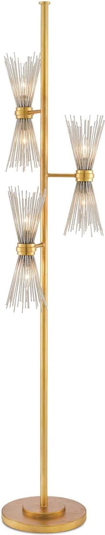 Currey Novatude Floor Lamp Wrought Iron Gold Silver Finish: Currey Novatude Floor Lamp Wrought Iron Gold Silver Finish Introducing the Artistic Novatude Lamp, a stunning floor lamp crafted from durable wrought iron. This piece features a blend of antique gold 