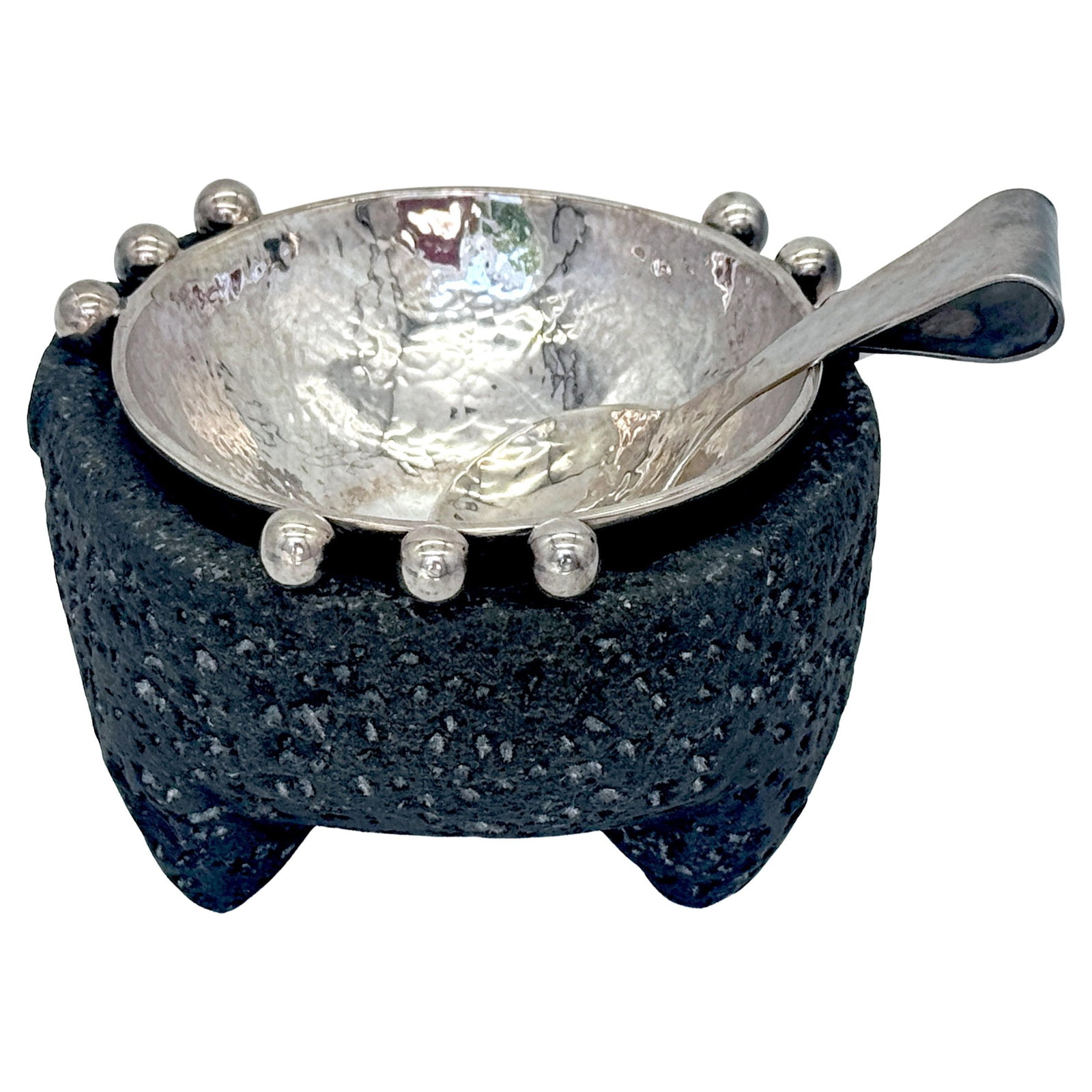 Emilia Castillo Sterling Silver Volcanic Stone Molcajete Set of 3: Emilia Castillo Sterling Silver Volcanic Stone Molcajete Set of 3 Experience the fusion of traditional craftsmanship and modern luxury with this Emilia Castillo Sterling Silver & Volcanic Stone Molcaj