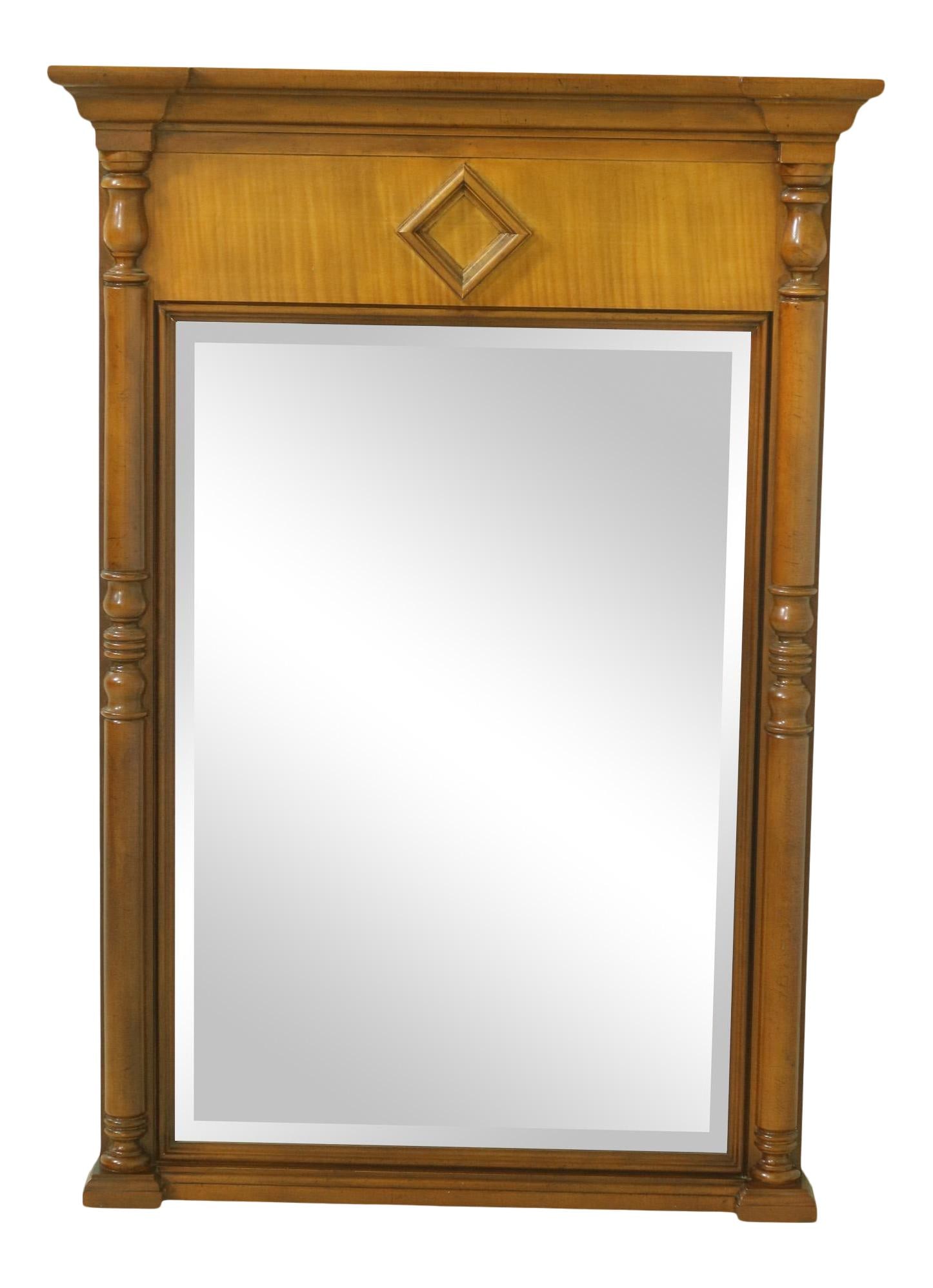 Milling Road Baker Beveled Glass Empire Mirror Cherry Satinwood 28.5 x 41.5: Milling Road Baker Beveled Glass Empire Mirror Cherry Satinwood 28.5 x 41.5 Enhance your space with this exquisite Milling Road by Baker Beveled Glass Empire Mirror. Crafted approximately 20 years ago