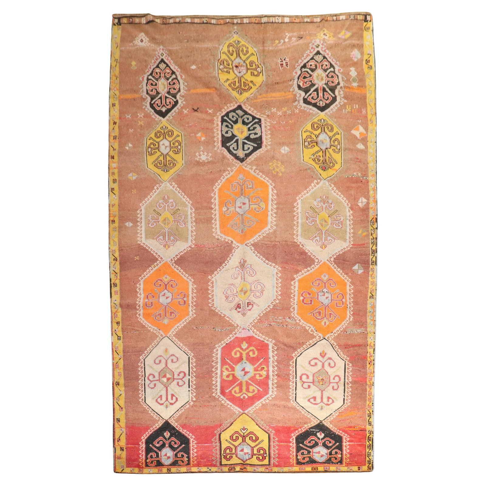 Mid-20th Century Hand-Knotted Geometric Turkish Kars Rug 8' x 13'8: Mid-20th Century Hand-Knotted Geometric Turkish Kars Rug 8' x 13'8 Enhance your space with this stunning geometric Turkish rug from the Zabihi Collection. This mid-20th century piece features a tribal