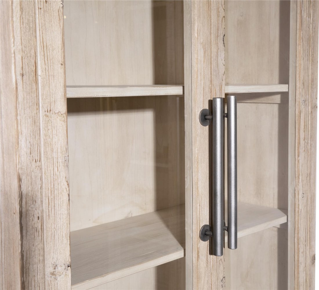 Country Farmhouse Wood Cabinet with Glass Doors 93H 43W 18D: Country Farmhouse Wood Cabinet with Glass Doors 93H 43W 18D Introducing the Timeless Warm Wash Cabinet, a stunning piece that embodies the essence of country farmhouse style. This cabinet features ele