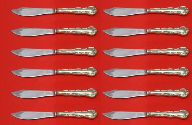 Gorham Rondo Sterling Silver Fish Knife Set 12 Pieces 8 1/4 Inch: Gorham Rondo Sterling Silver Fish Knife Set 12 Pieces 8 1/4 Inch Enhance your dining experience with this exquisite 12-piece fish knife set from Gorham, featuring the elegant Rondo pattern. Each knife