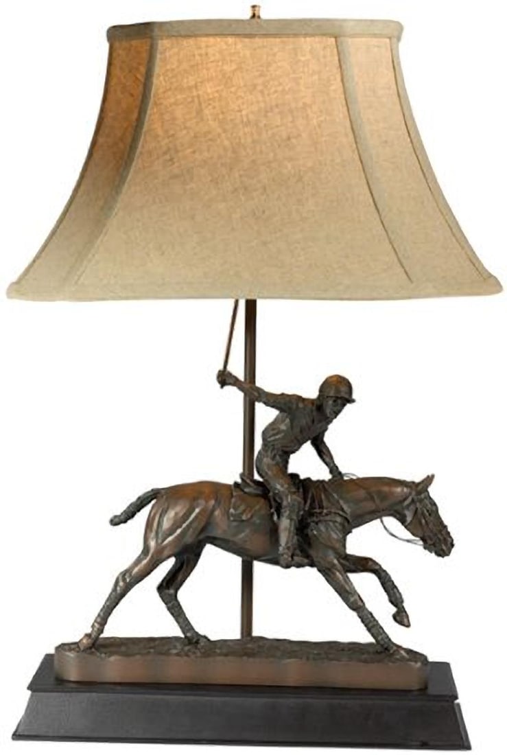 Polo Player Lodge Style Resin Table Lamp: Polo Player Lodge Style Resin Table Lamp This item is made at time of order. Please allow 42 to 70 days for production. Illuminate your lodge with this exquisite Polo Player Resin Table Lamp. Crafted 