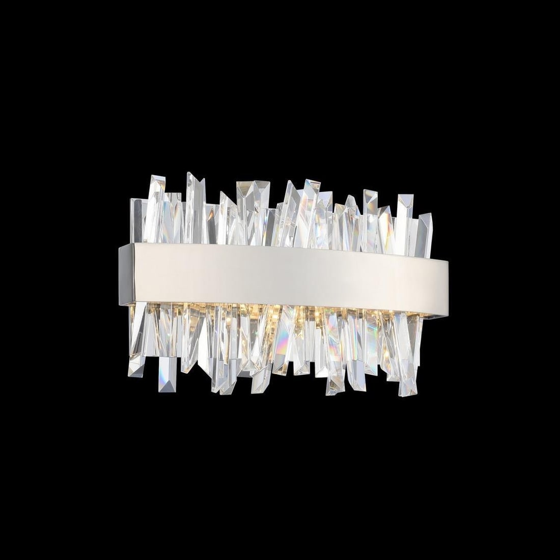 Kalco Ada 12 Inch Chrome Crystal LED Bath Light Dimmable: Kalco Ada 12 Inch Chrome Crystal LED Bath Light Dimmable Enhance your bathroom with this stylish Chrome and Crystal LED Bath Light, designed in a contemporary style. Featuring a combination of chrome 