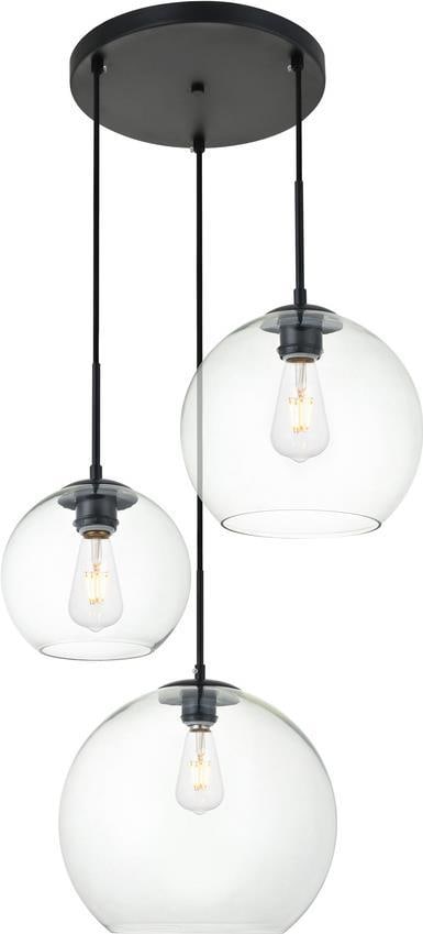 Elegant Lighting Baxter 3-Light Pendant Clear Brass Glass Iron UL-Listed (1 of 1)