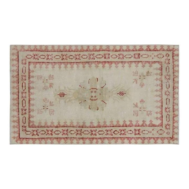 Hand-Knotted Wool Rug in Anatolian Style 2'6'' x 4'3'': Hand-Knotted Wool Rug in Anatolian Style 2'6'' x 4'3'' This vintage Turkish Anatolian rug is hand-knotted from wool using traditional rug-making techniques. It features a versatile beige color and a r