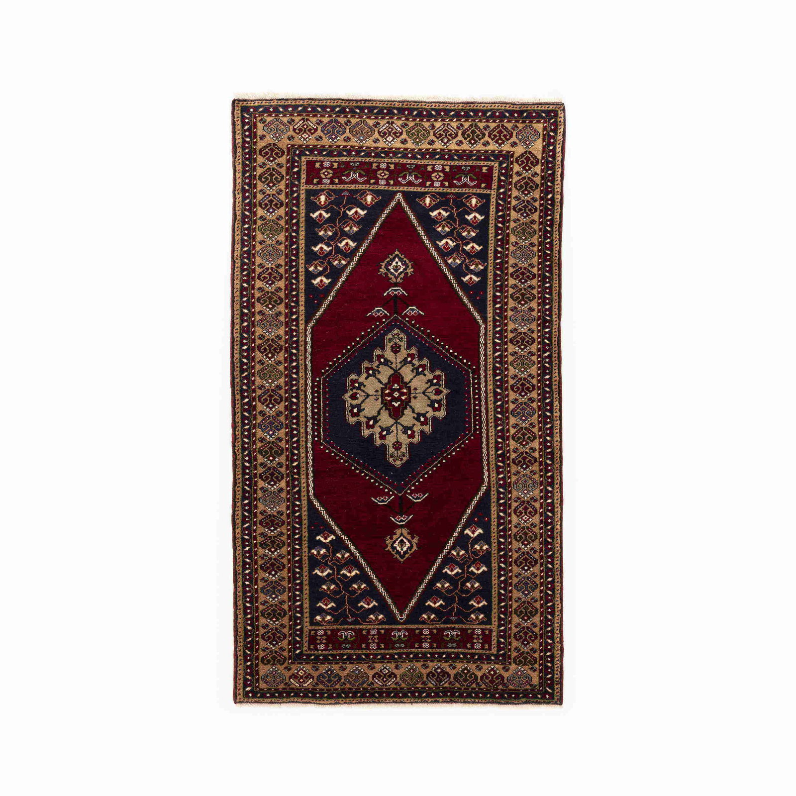Authentic Handmade Anadol Wool Carpet 57.9 x 103.9 Double Knots: Authentic Handmade Anadol Wool Carpet 57.9 x 103.9 Double Knots Discover the exquisite craftsmanship of this authentic handmade Anadol carpet, expertly woven with a wool on wool construction. This stu