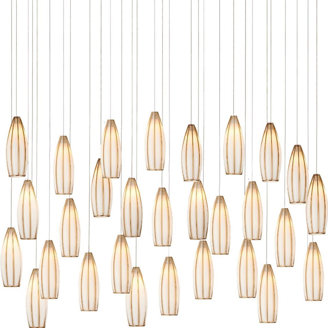 Currey Parish Multi-Drop Pendant 30 Glass Shades Brass (1 of 4)