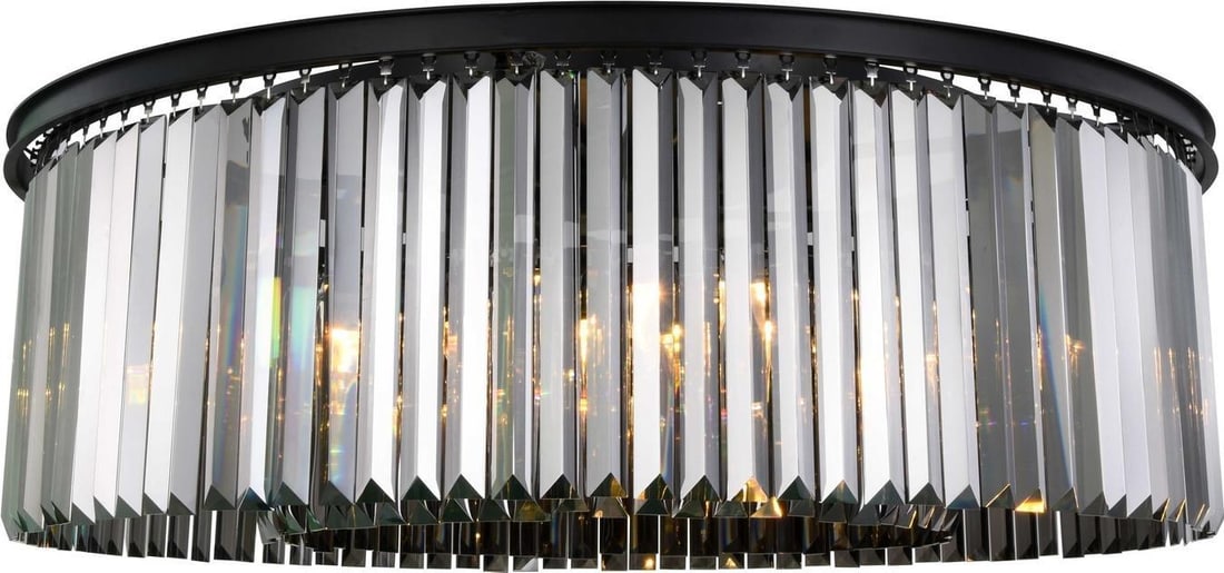 Elegant Lighting Sydney Flush-Mount Ceiling Light Matte Black Crystal: Elegant Lighting Sydney Flush-Mount Ceiling Light Matte Black Crystal Illuminate your space with the Elegant Sydney Silver Shade Ceiling Light, a striking addition to any decor. This flush-mount ceili