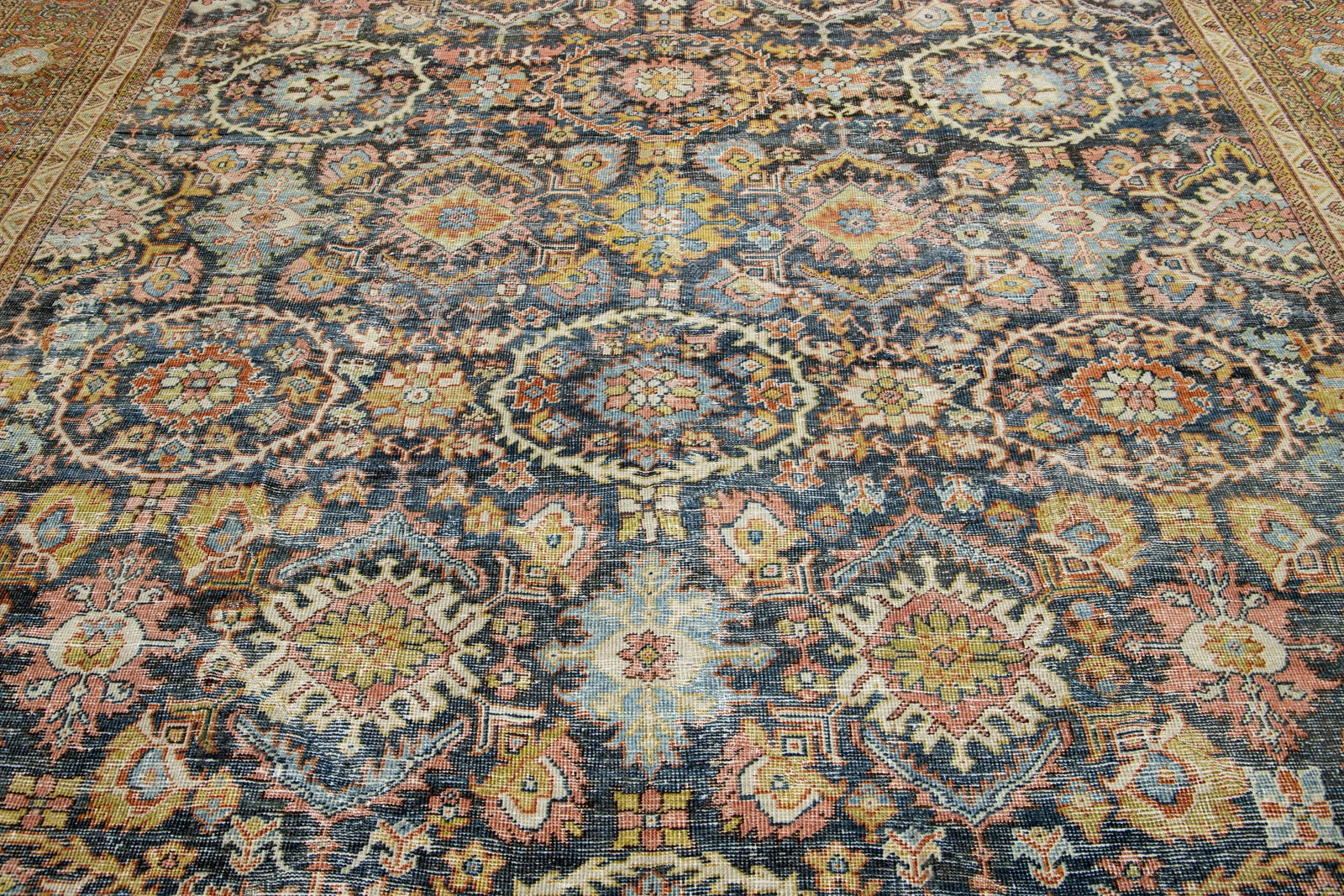 Handmade Persian Mahal Wool Rug Blue Floral Design 10'5 x 13'4 - 7