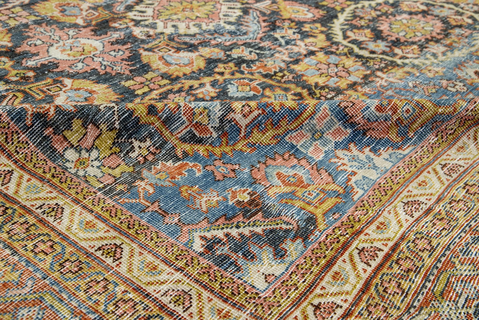Handmade Persian Mahal Wool Rug Blue Floral Design 10'5 x 13'4 - 8