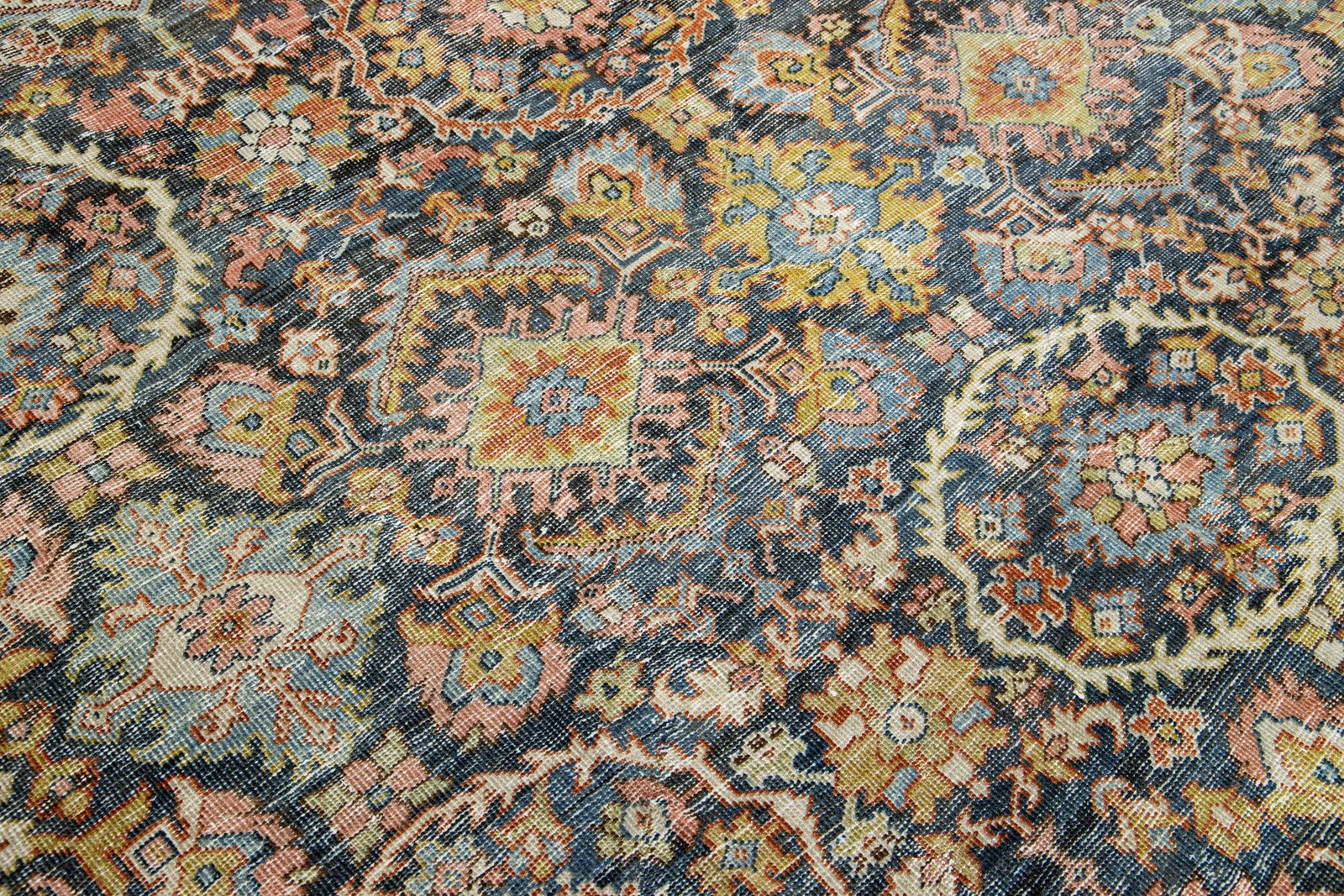 Handmade Persian Mahal Wool Rug Blue Floral Design 10'5 x 13'4 - 9