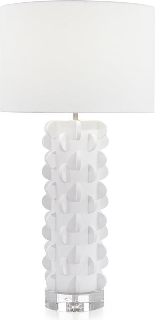 John-Richard Ivory Ceramic Table Lamp 37 Inch Modern Design: John-Richard Ivory Ceramic Table Lamp 37 Inch Modern Design Illuminate your modern space with this stylish white ceramic table lamp. Featuring a round shape with a white shade, this lamp combines eleg