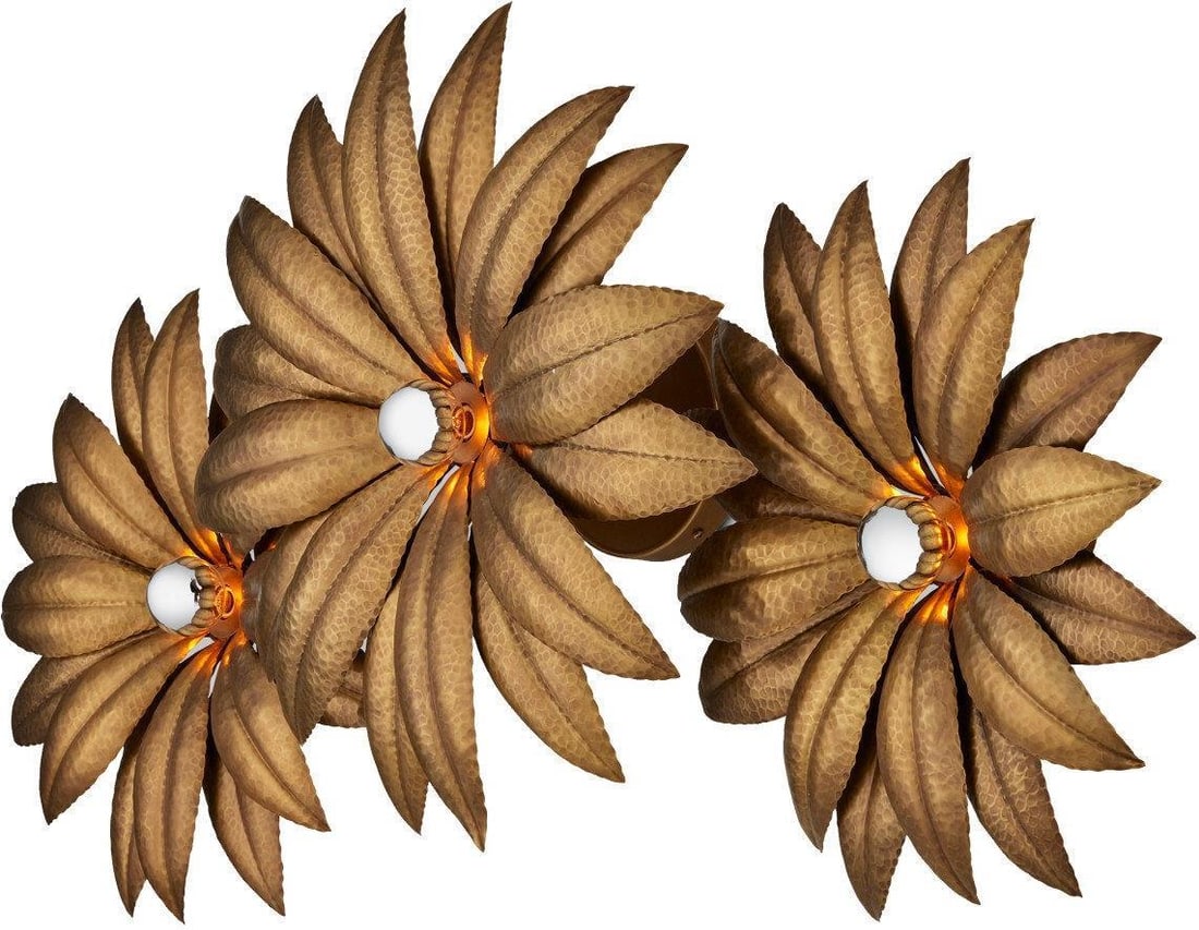 Currey Alithea Brass Wall Sconce Dimmable Lighting 20.5H 39.75W (1 of 4)