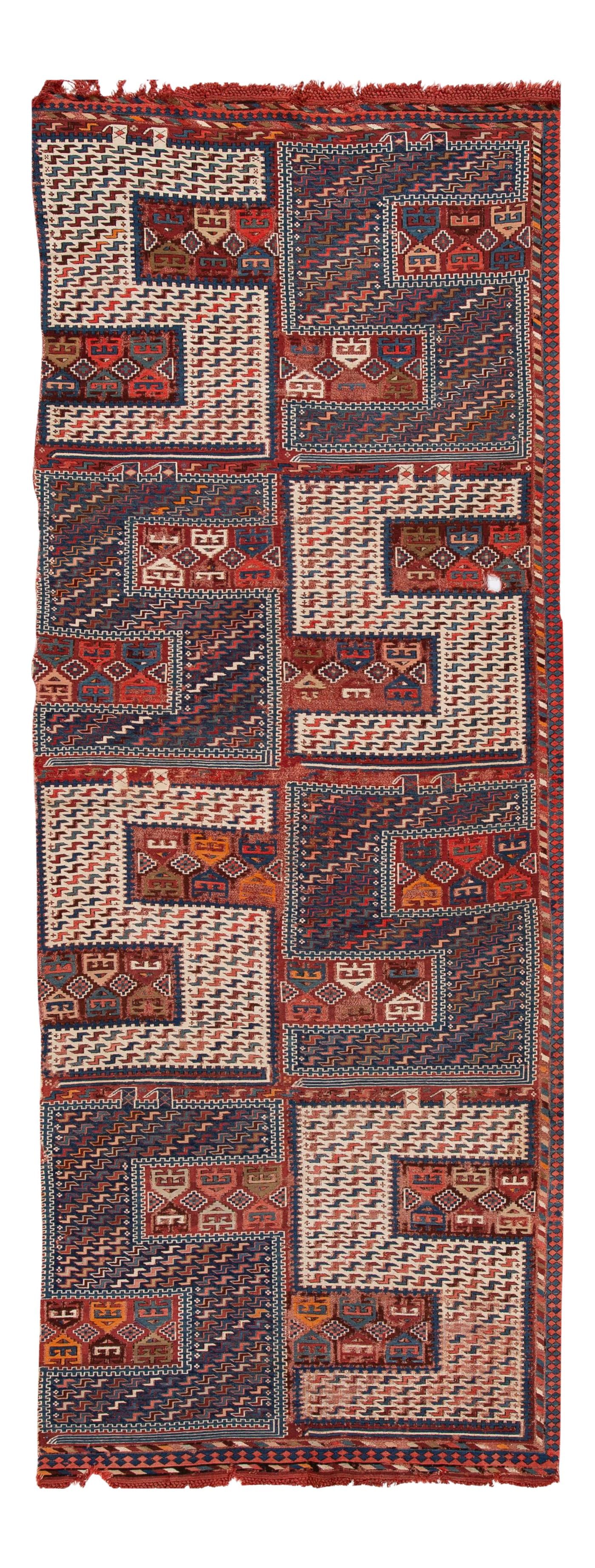 Late 19th Century Antique Caucasian Verneh Sileh Soumak Rug 3'10 x 10'3 Wool: Late 19th Century Antique Caucasian Verneh Sileh Soumak Rug 3'10 x 10'3 Wool This exquisite antique 19th century Caucasian Verneh Sileh Soumak rug features a stunning hand-knotted wool construction. I