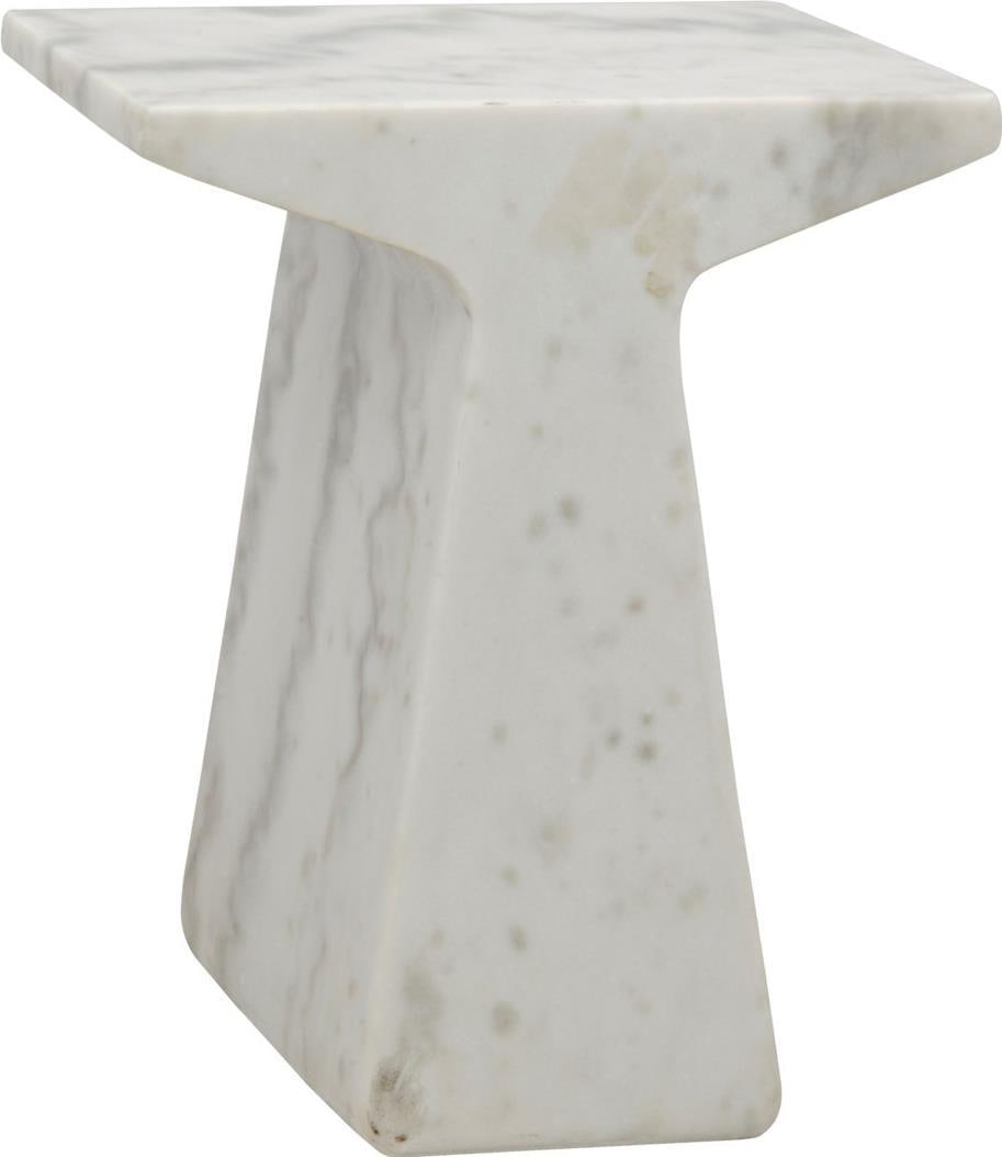 Noir Finn Collection Bianco Crown Marble Side Table: Noir Finn Collection Bianco Crown Marble Side Table This elegant side table features a stunning Bianco Crown Marble top, complemented by a lightly sealed finish, making it a perfect addition to any tr
