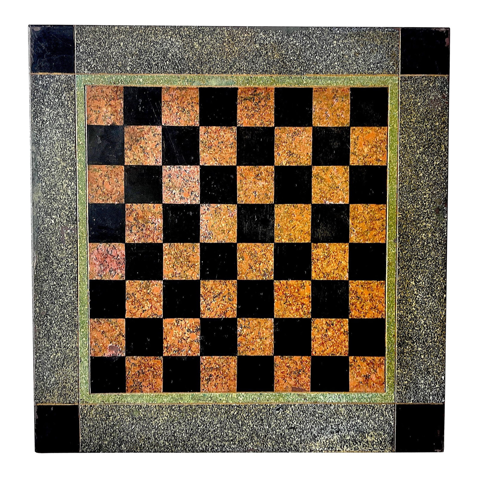 Mid-19th Century Neoclassical Marbleized Slate Chess Board: Mid-19th Century Neoclassical Marbleized Slate Chess Board This exquisite 19th Century American marbleized slate chess board features a stunning neoclassical design that resembles fine marble inlay. M