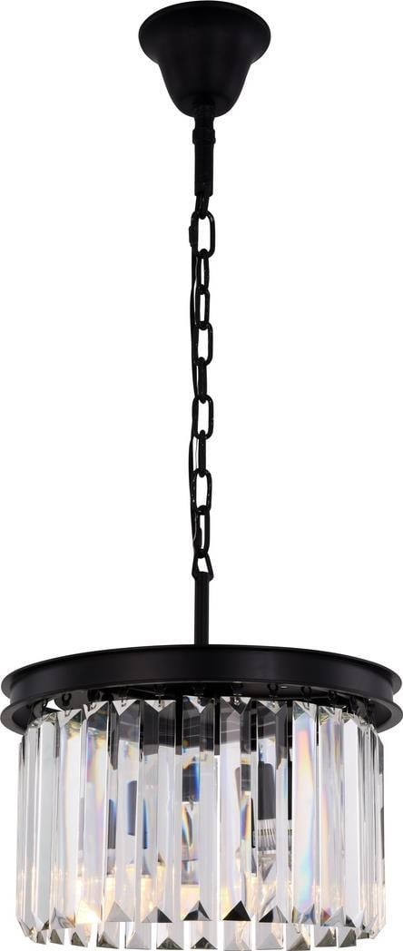 Elegant Lighting Sydney Crystal Pendant Matte Black 3 Bulb Fixture: Elegant Lighting Sydney Crystal Pendant Matte Black 3 Bulb Fixture Illuminate your space with the Elegant Sydney Crystal Pendant Light, a stunning fixture that combines antique charm with modern desig
