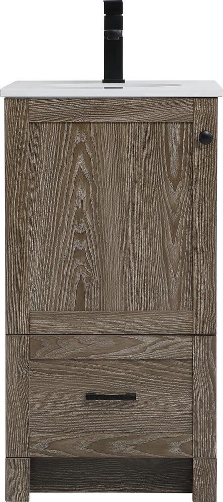 Elegant Lighting 18 Inch Country Farmhouse Bathroom Vanity Weathered Oak: Elegant Lighting 18 Inch Country Farmhouse Bathroom Vanity Weathered Oak This 18-Inch Single Vanity showcases a charming Classic Farmhouse Style, perfect for enhancing your bathroom decor. Crafted wit