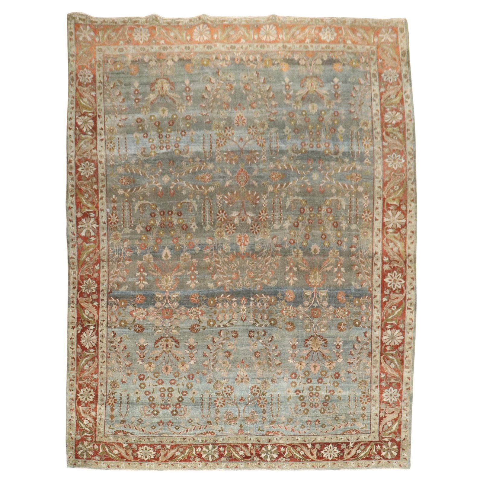 Zabihi Collection Antique Persian Bidjar Floral Rug 103 x 138 Hand-Knotted Wool Iran 1910 (1 of 11)