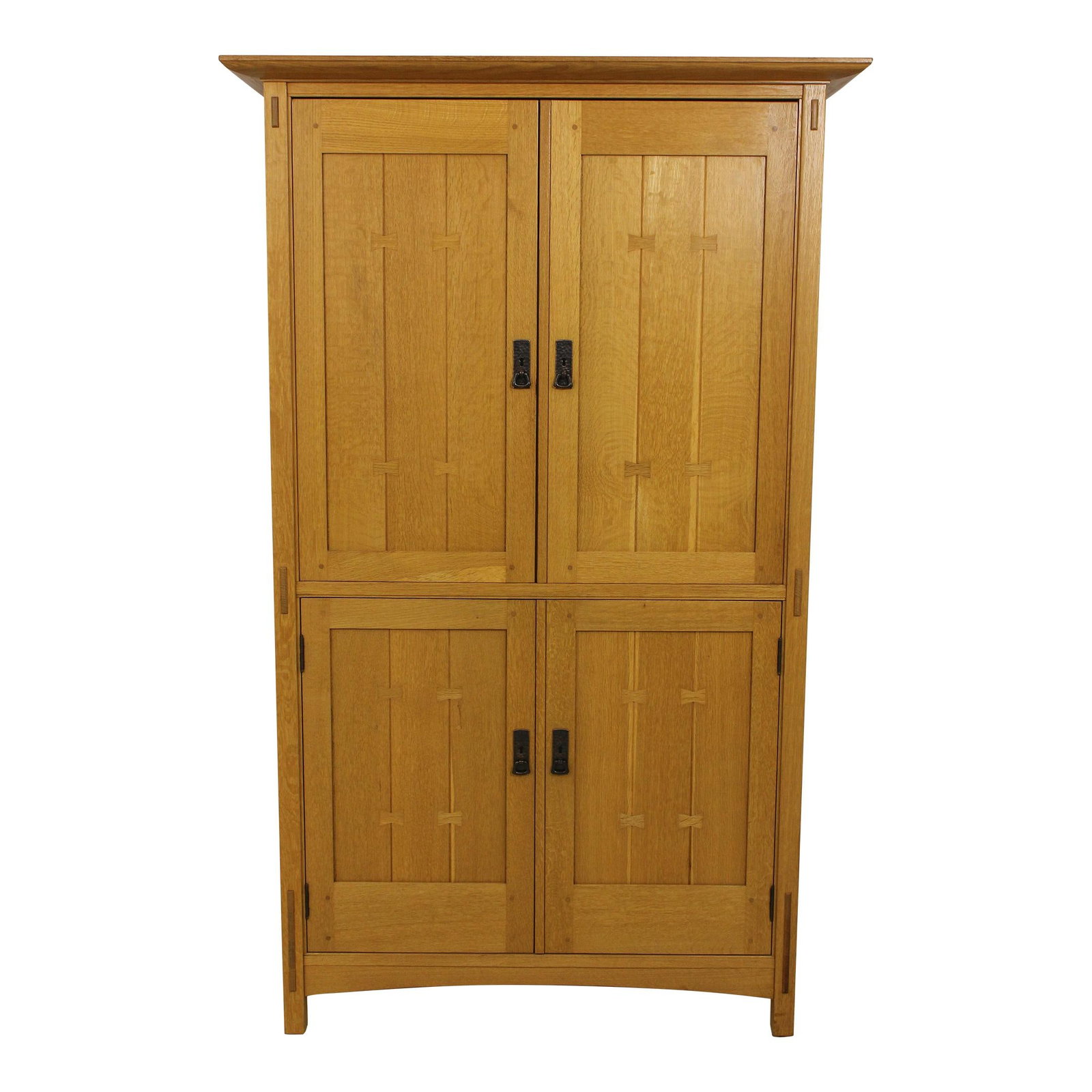 Stickley Mission Oak Arts & Crafts TV Armoire Natural Oak C.1991 Retractable Doors Solid Oak (1 of 10)