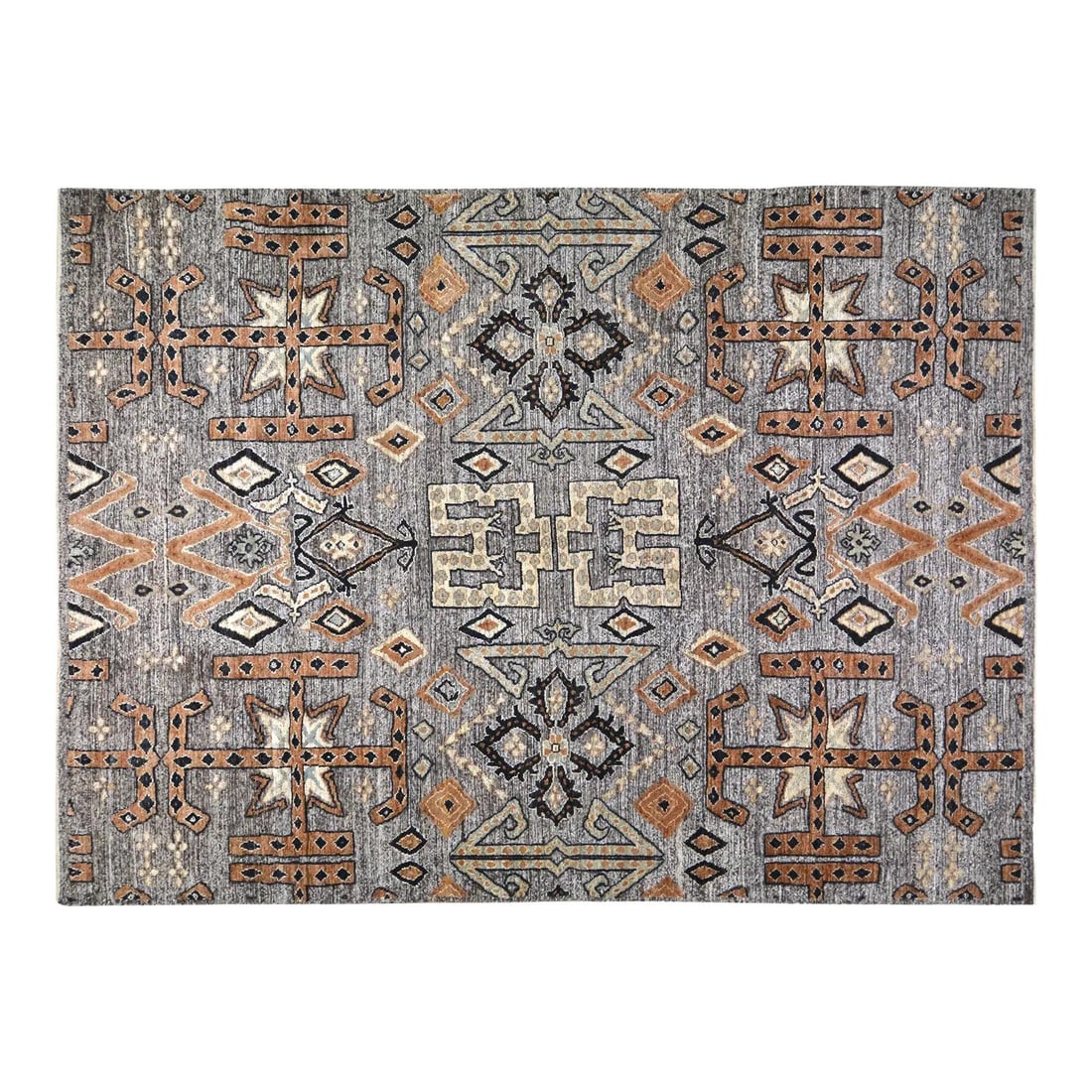 8'6" x 12' Wool Area Rug Hand-Knotted Moroccan Style Copper Color: 8'6" x 12' Wool Area Rug Hand-Knotted Moroccan Style Copper Color This Moroccan hand-knotted wool rug features traditional craftsmanship blended with a modern design sensibility. The rug is durable, s