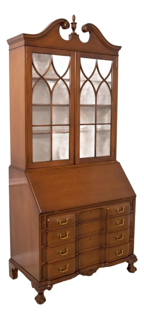 Chippendale Style Mahogany Secretary With Ball and Claw Feet and Bookcase Top: Chippendale Style Mahogany Secretary With Ball and Claw Feet and Bookcase Top This impressive Chippendale style secretary desk features high-quality mahogany construction and showcases traditional des
