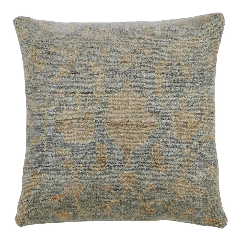 Handmade Mid-Century Modern Gray Floral Wool Throw Pillow: Handmade Mid-Century Modern Gray Floral Wool Throw Pillow Enhance your living space with this exquisite Mid-Century Modern decorative throw pillow, featuring a unique East-meets-West floral design in 