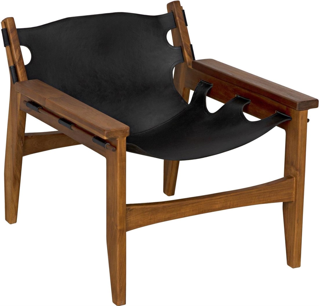 Nomo Chair by Noir Danish Modern Teak Leather Black Finish: Nomo Chair by Noir Danish Modern Teak Leather Black Finish Introducing the Nomo Chair, a stunning piece that exemplifies Danish modern style with its perfect blend of teak and leather. This chair feat