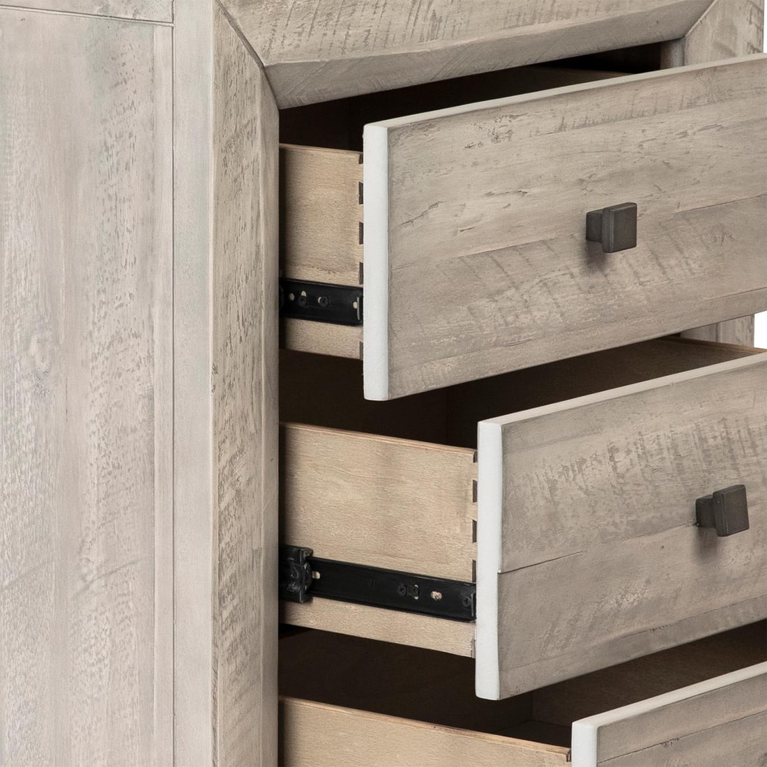 Transitional Style Grey Acacia Nightstand: Transitional Style Grey Acacia Nightstand Introducing the Stylish Grey Acacia Nightstand, a perfect addition to any decor. This nightstand features a light gray washed sealed finish and is constructed