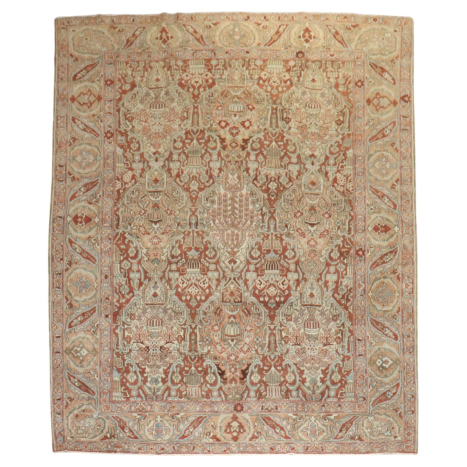 Antique Persian Bakhtiari Rug 10'1 x 12'5 Heriz Serapi Wool Hand-Knotted: Antique Persian Bakhtiari Rug 10'1 x 12'5 Heriz Serapi Wool Hand-Knotted Discover the beauty of this exquisite antique Bakhtiari rug from the Zabihi Collection. Crafted in the early 20th century, this