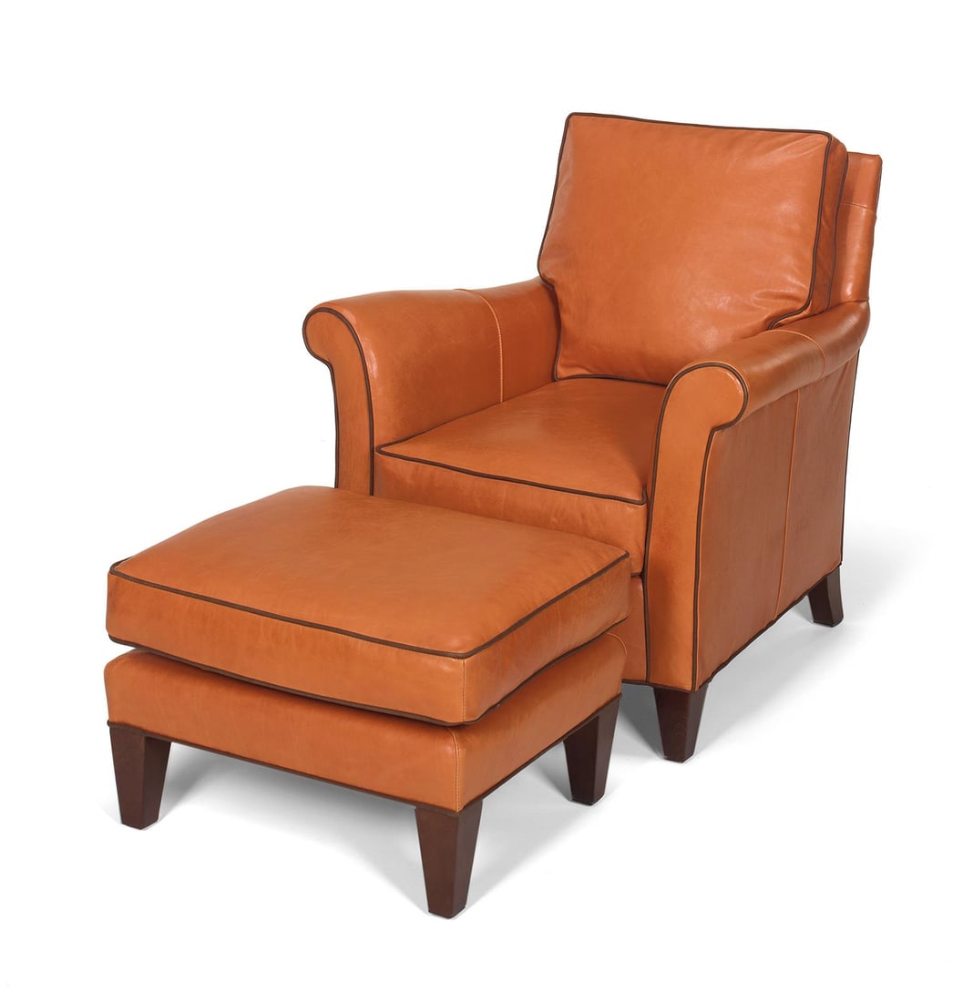 Hand-Crafted USA Traditional Leather Accent Chair Almond Finish (1 of 1)