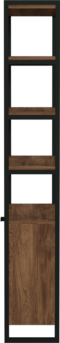 Mid-Century Modern Walnut Bookcase by Butler Drake Collection: Mid-Century Modern Walnut Bookcase by Butler Drake Collection This versatile walnut bookcase is a stunning addition to any room, combining function and style. Crafted from MDF with a steel frame and a