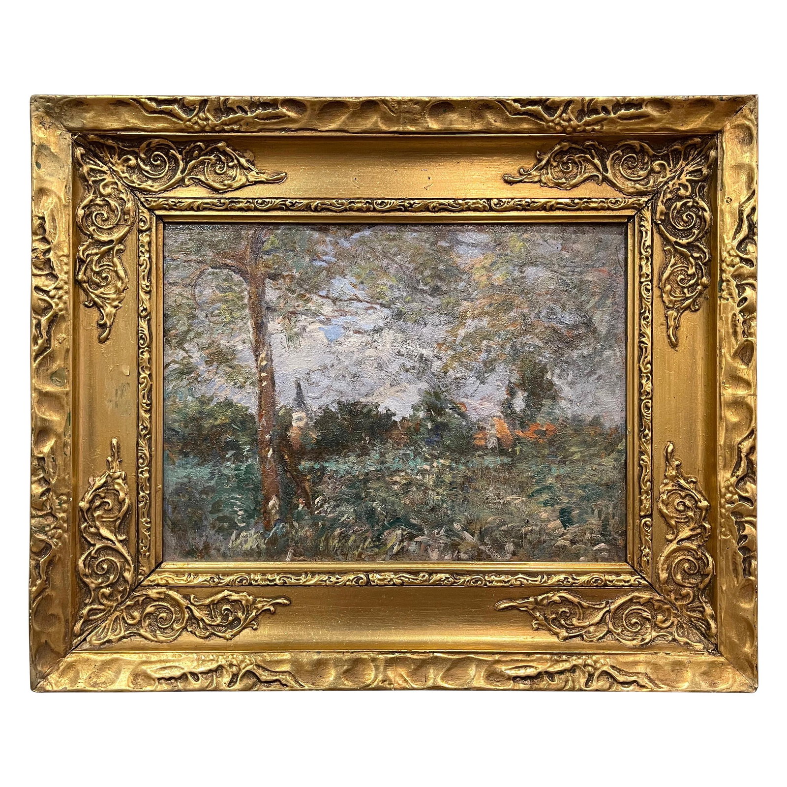 19th Century Oil Painting by H.D. Lemaitre in Gilt Frame: 19th Century Oil Painting by H.D. Lemaitre in Gilt Frame This exquisite 19th-century French oil on board painting, signed by H. D. Lemaitre, showcases a captivating pastoral and landscape scene featur