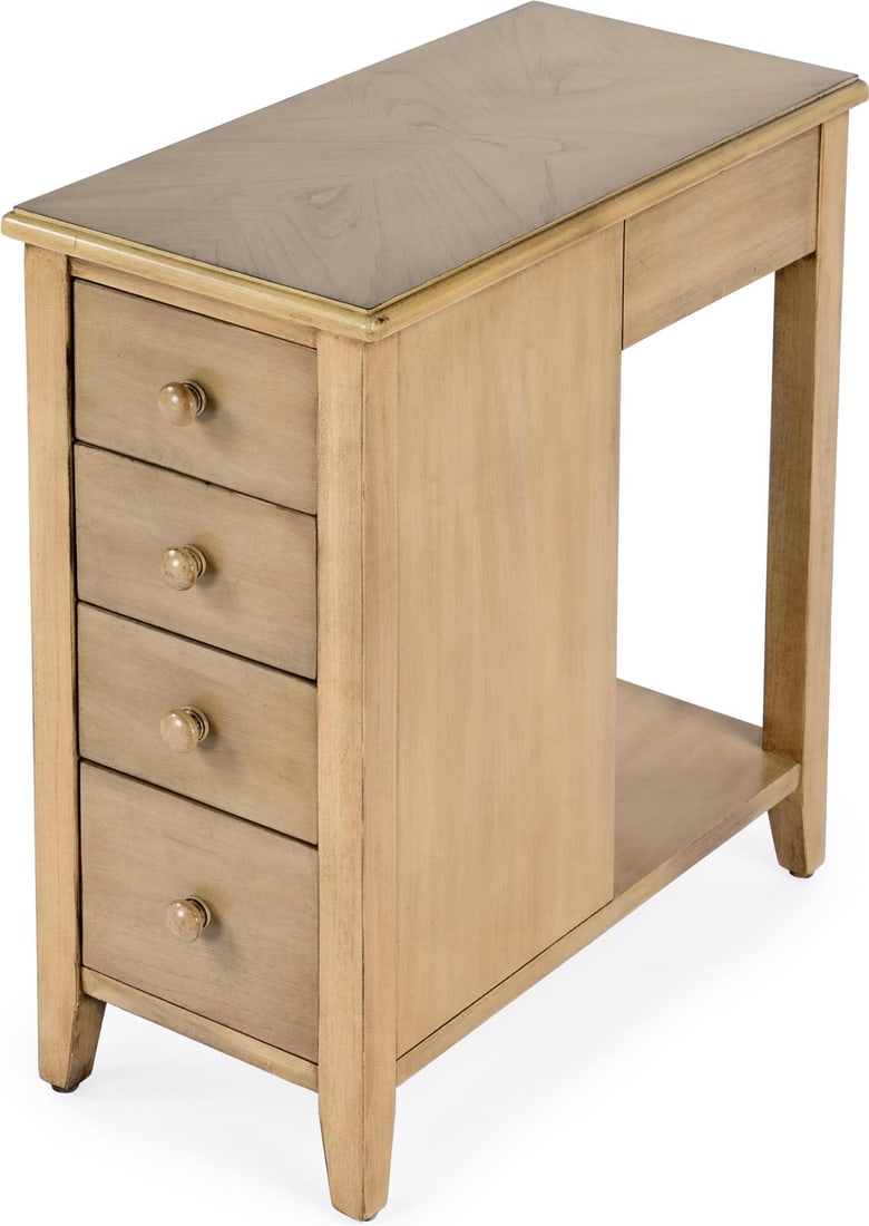 Butler Kelton Beige Side Table 24H Transitional Design: Butler Kelton Beige Side Table 24H Transitional Design Enhance your living space with the Butler Kelton Side Table, a perfect blend of functionality and vintage charm. This rectangular side table, cra