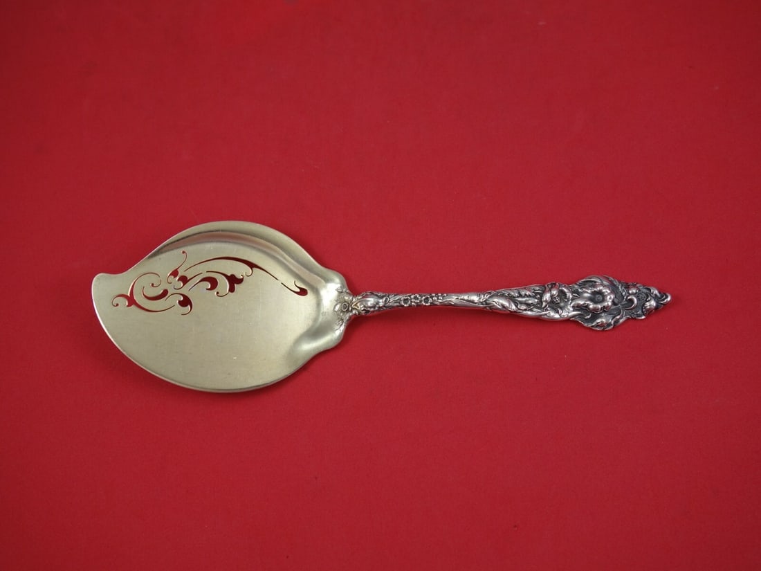 Reed & Barton Les Six Fleurs Sterling Silver Sherbet Server 8 3/4": Reed & Barton Les Six Fleurs Sterling Silver Sherbet Server 8 3/4" This exquisite sterling silver sherbet server from Reed & Barton showcases the elegant Les Six Fleurs pattern, featuring a gold-washe