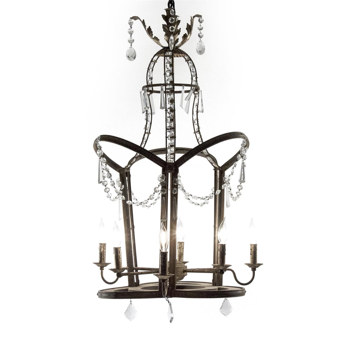 Zentique Copper Transparent Bowl Chandelier 36.5H Elegant Lighting (1 of 2)