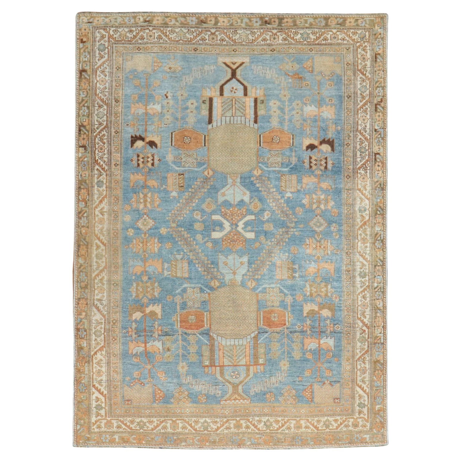 Zabihi Collection Antique Persian Blue Tribal Wool Rug 52 x 68 in Malayer Style: Zabihi Collection Antique Persian Blue Tribal Wool Rug 52 x 68 in Malayer Style Experience the beauty of this Antique Persian Blue Tribal Rug from the Zabihi Collection. This exquisite hand-knotted ru