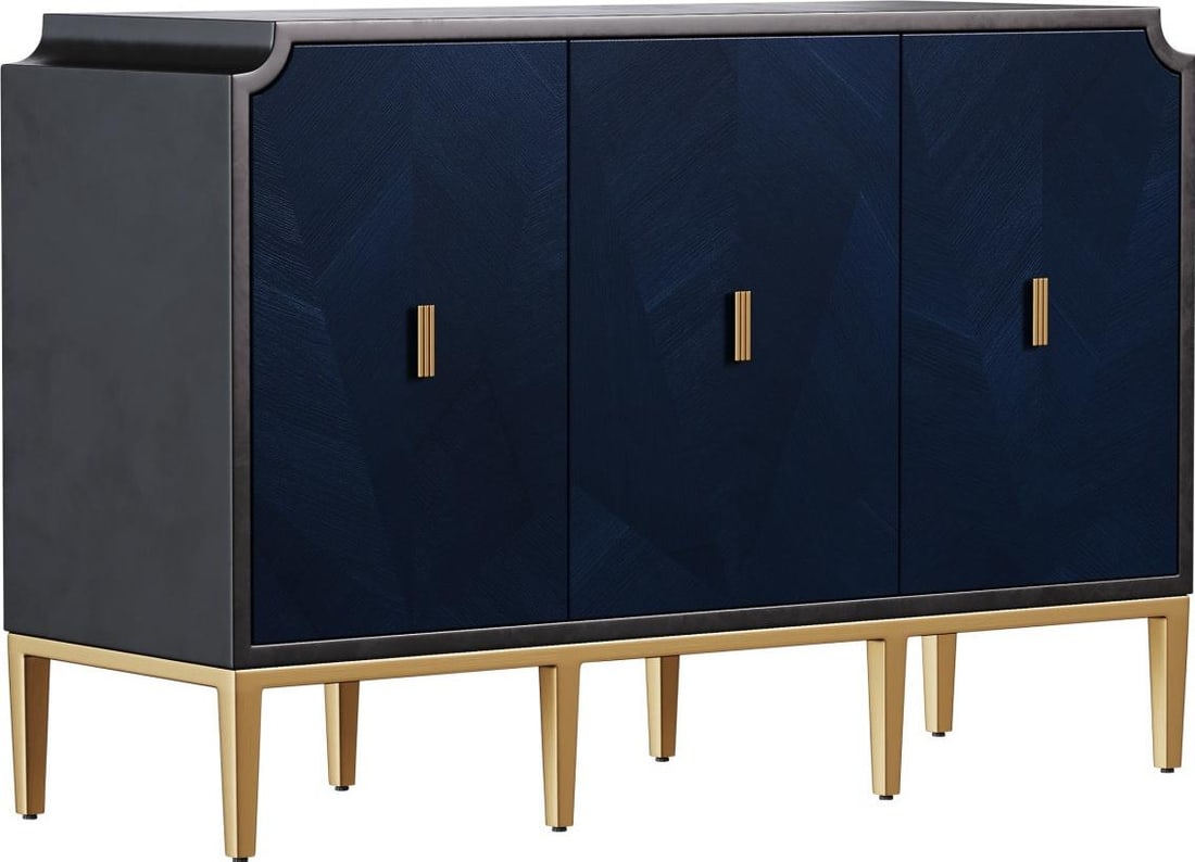 Currey Kallista Transitional Cabinet Brass Blue Caviar Finish: Currey Kallista Transitional Cabinet Brass Blue Caviar Finish This sophisticated Kallista Cabinet combines transitional style with vintage charm, making it a perfect addition to any modern or classic 
