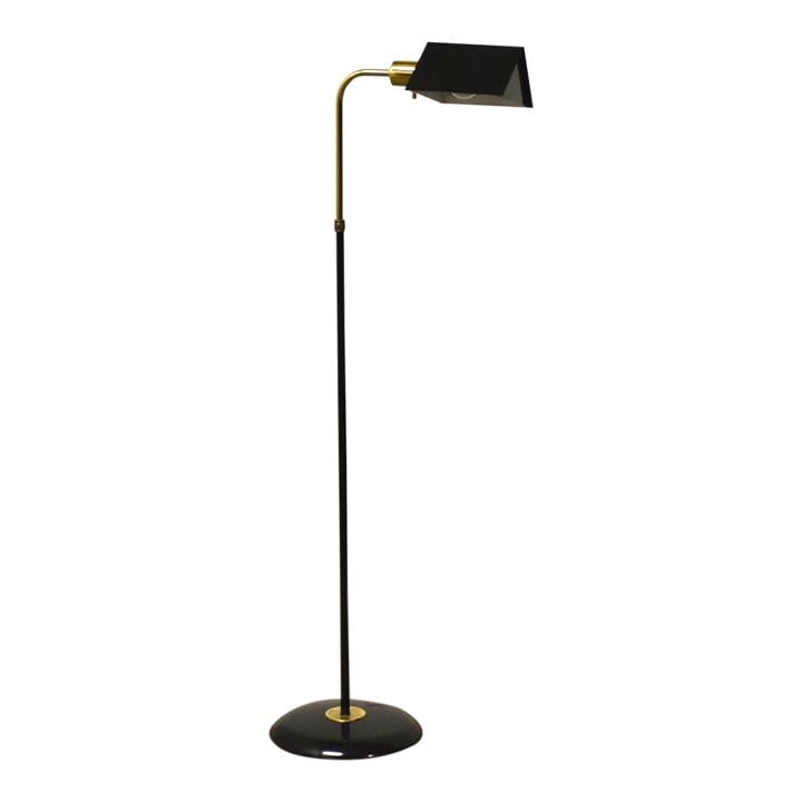 Mid Century Modern Black Brass Floor Lamp 47.5 Inches Tall: Mid Century Modern Black Brass Floor Lamp 47.5 Inches Tall Illuminate your space with this elegant mid-century modern floor lamp, featuring a striking combination of black and brass. Standing at 47.5 