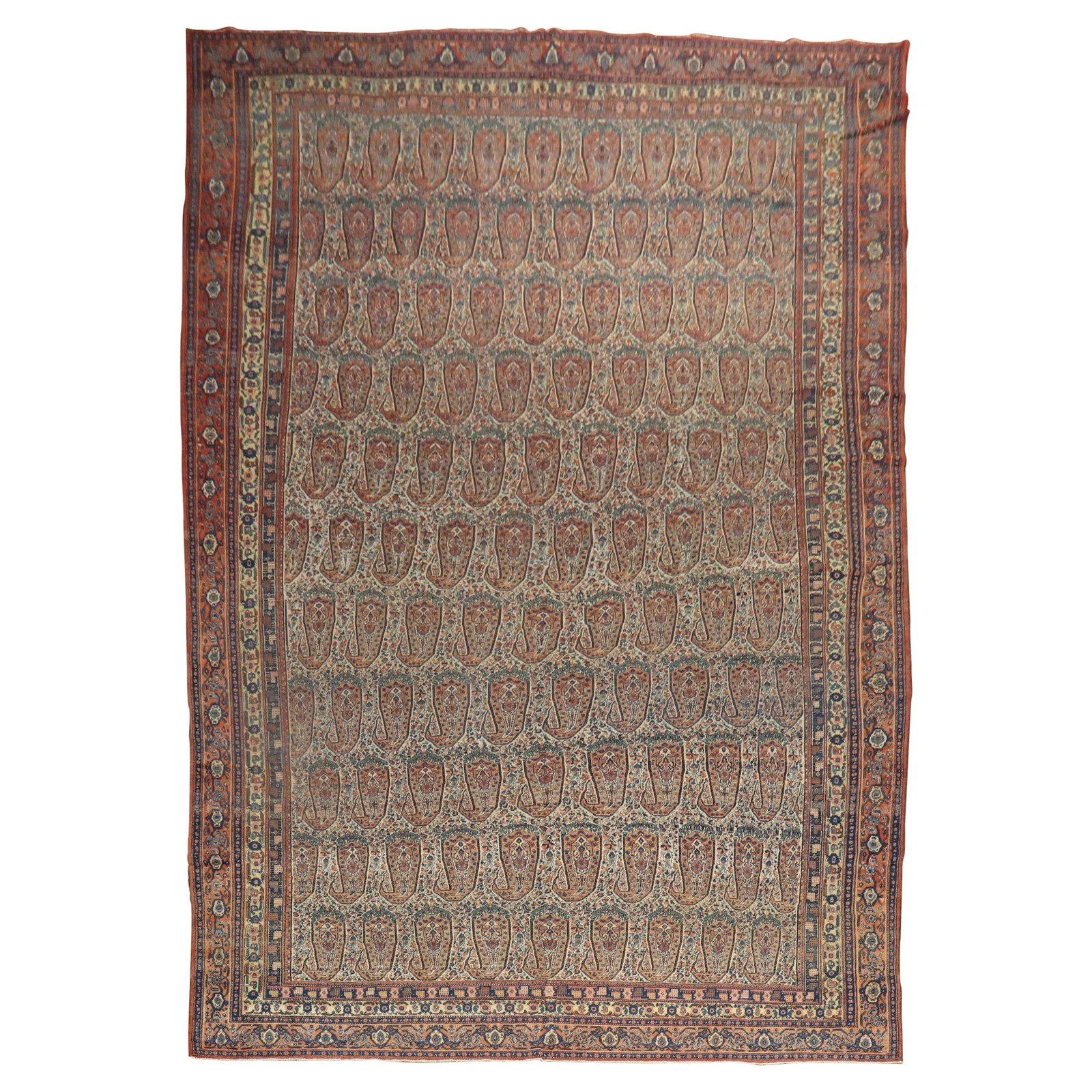 Oversized Antique Persian Senneh Rug 9'3'' x 16'9'' Hand-Woven Wool circa 1880: Oversized Antique Persian Senneh Rug 9'3'' x 16'9'' Hand-Woven Wool circa 1880 This stunning Large Antique Persian Senneh Rug showcases an exquisite large-scale paisley design, crafted from fine, silk