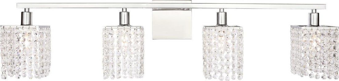 Elegant Phineas 4-Light Wall Lamp Hollywood Regency Chrome Crystal: Elegant Phineas 4-Light Wall Lamp Hollywood Regency Chrome Crystal Illuminate your space with the stunning Phineas 4-Light Wall Lamp, crafted in an exquisite Hollywood Regency style. This elegant wall