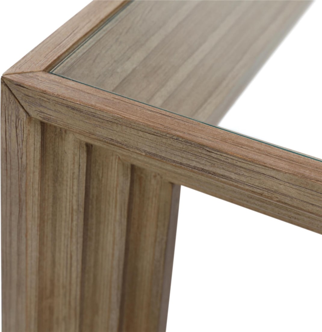 Marva Console Table Light Warm Wash Glass Pine Wood Stainless Steel (1 of 4)