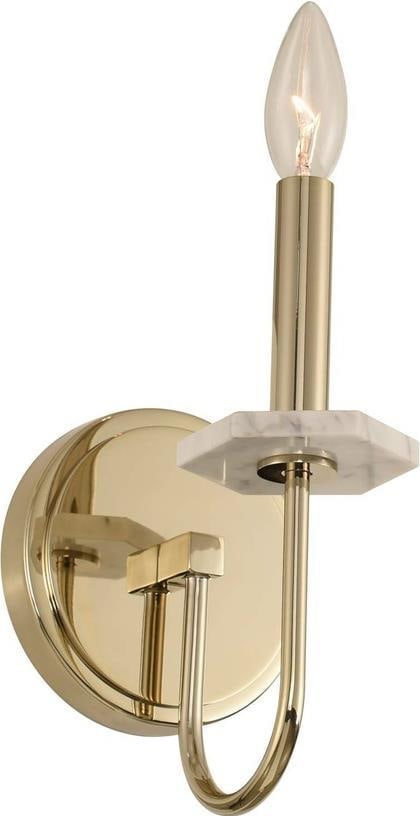 Kalco Carrara Marble Gold Wall Light Bracket Dimmable 1-Light Sconce: Kalco Carrara Marble Gold Wall Light Bracket Dimmable 1-Light Sconce Illuminate your space with this elegant Carrara Marble & Gold Wall Light Bracket, designed in a minimalistic style. Crafted with a 